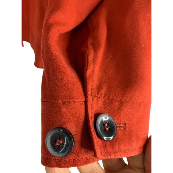 Jupiter Red Vegan Suede Bomber Jacket Mens Size Small 46 EU German 6346 EUC - Picture 11 of 15